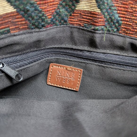 Nine West, Vintage Tapestry Shoulder Bag – 90s Y2K Boho Aztec Style - Picture 8 of 12